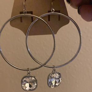 Earrings Large Fashionable Silver Earring Hoops with Studded Charms